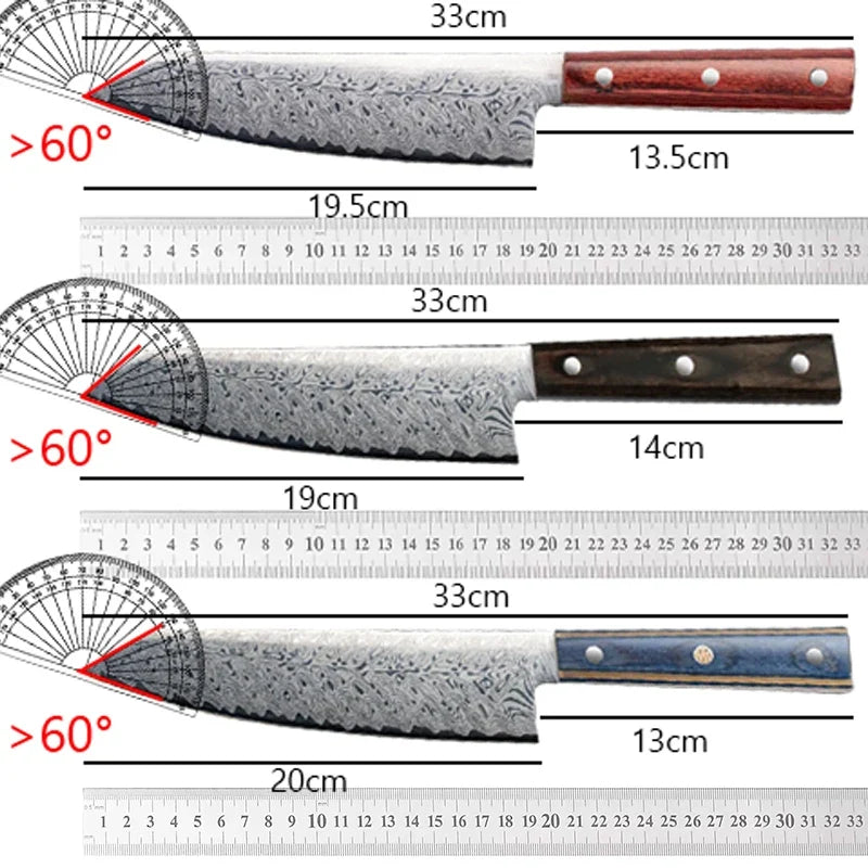Damascus Steel Chef Knife Set – Japanese Wood Handle | 20cm Blade