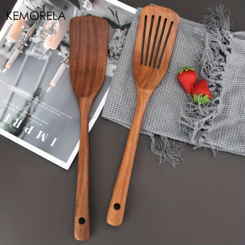 KEMORELA Acacia Wood Spatula Set – Food-Safe Kitchen Utensils