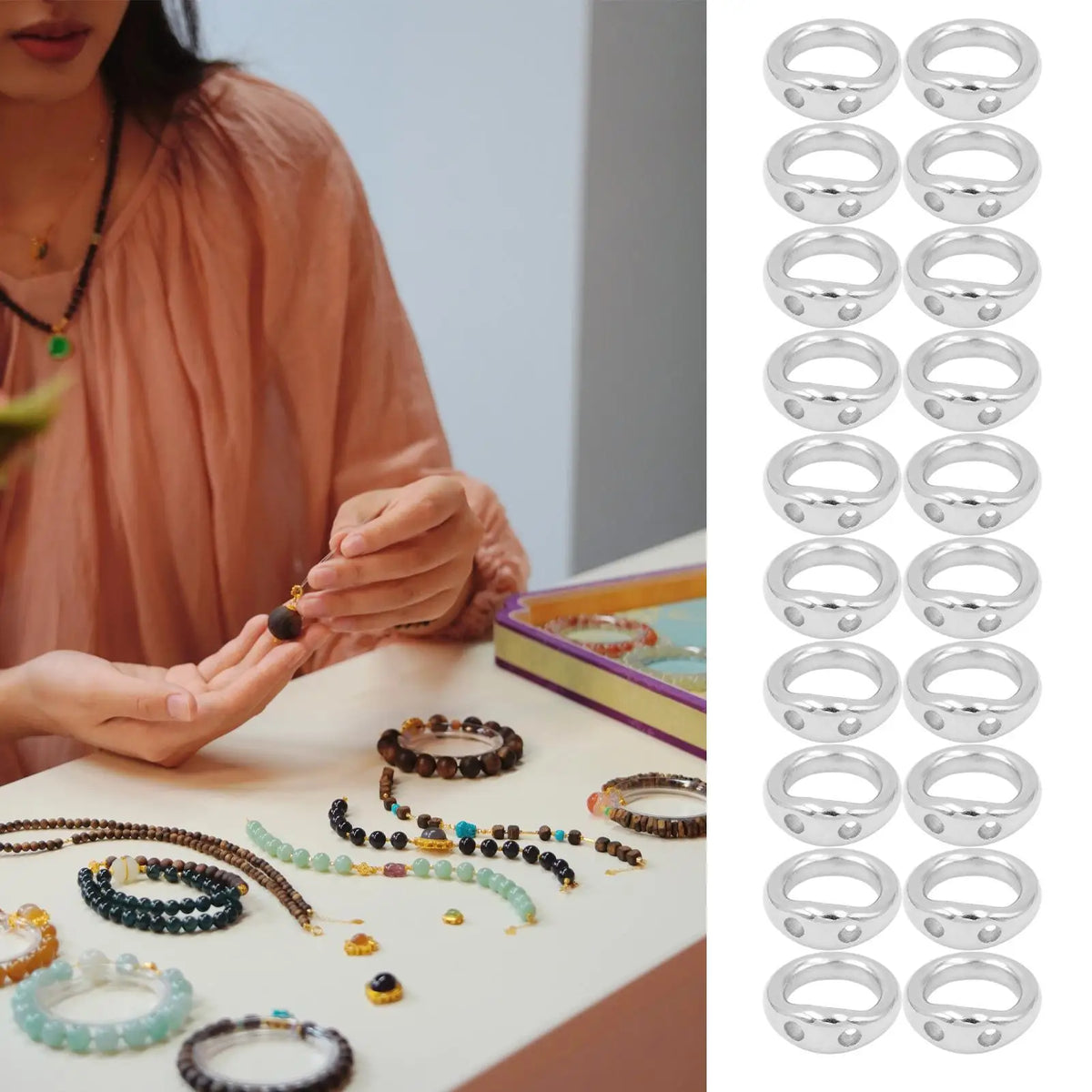 20pcs Copper Double Hole Jump Rings for Jewelry Making