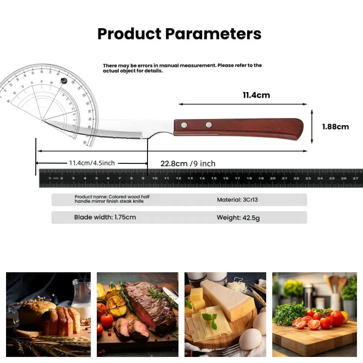 Serrated Steak Knife Set – Stainless Steel & Redwood Handle (1–12 Pc)