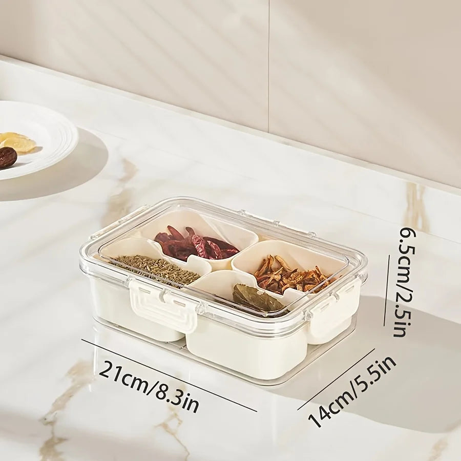 Divided Plate Lid Food Storage Box Snack 4 8 Grid Fruit Refrigerator