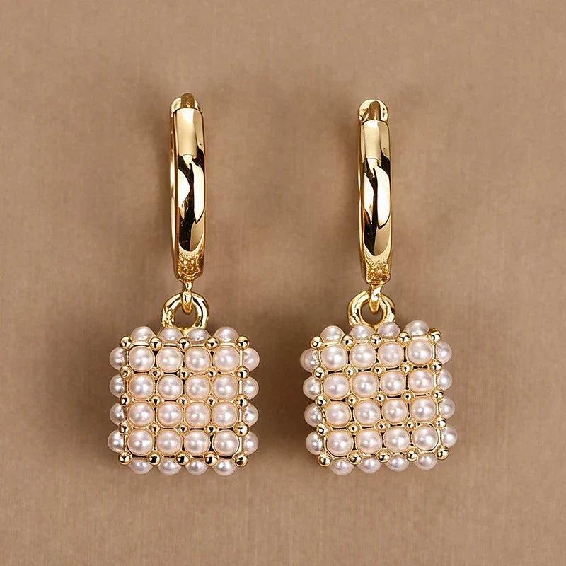 Huitan Imitation Pearl Drop Earrings – Elegant Women's Fashion
