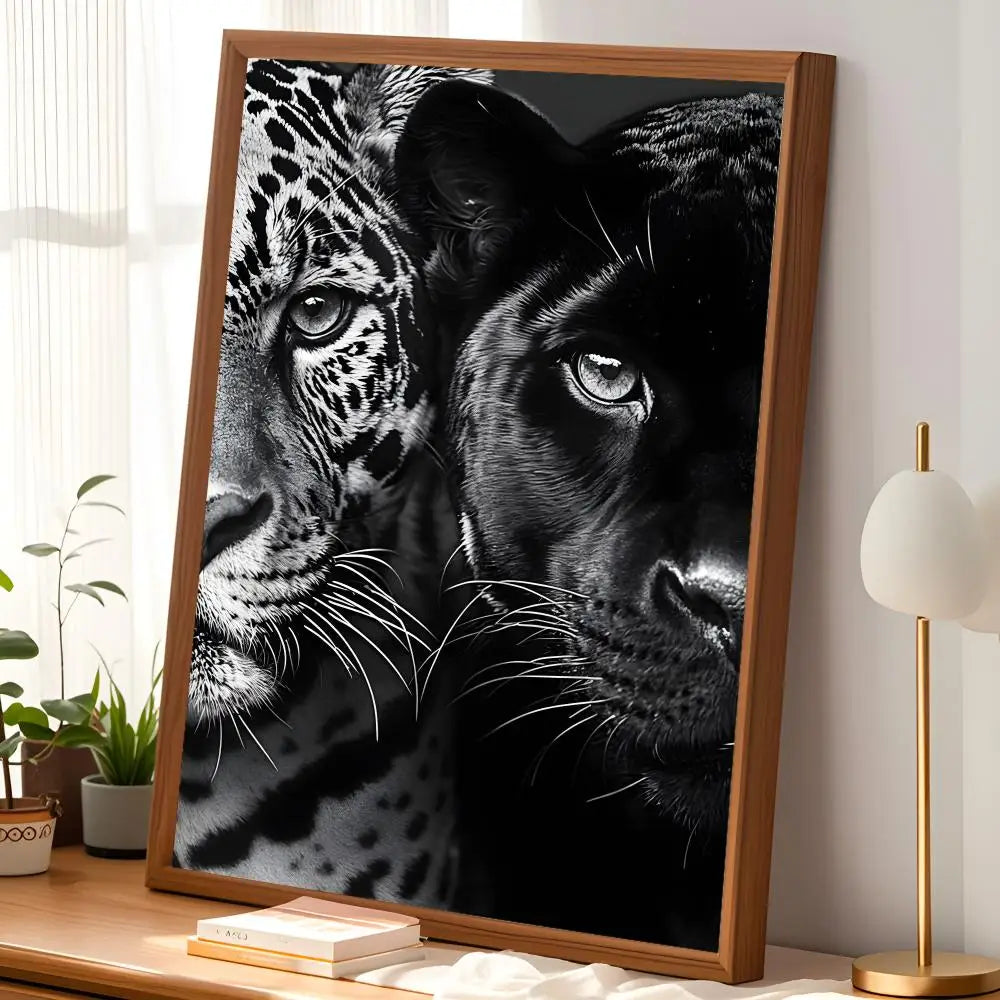 Black & White Leopard Self-Stick Wall Art Poster | Waterproof