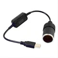 USB to 12V Cigarette Lighter Socket Adapter – 5V 2A Converter