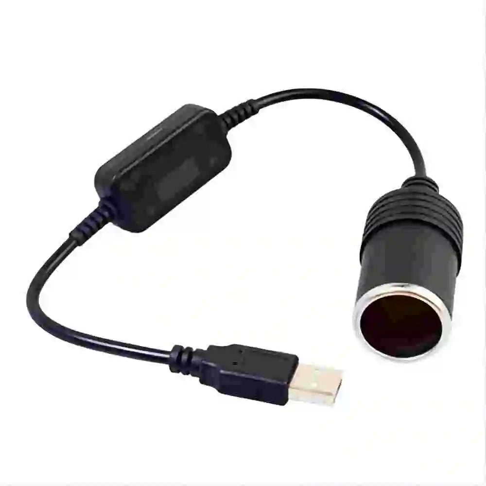 USB to 12V Cigarette Lighter Socket Adapter – 5V 2A Converter