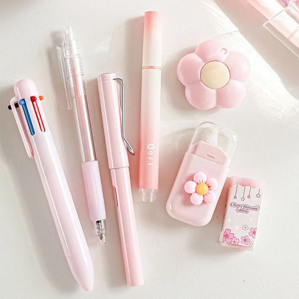 6-Piece Cartoon School Stationery Set – 6 Color Ballpoint Pens