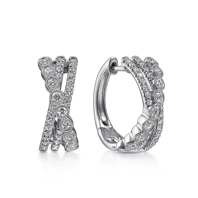 Huitan Cross Hoop Earrings – Cubic Zirconia Crystal for Women