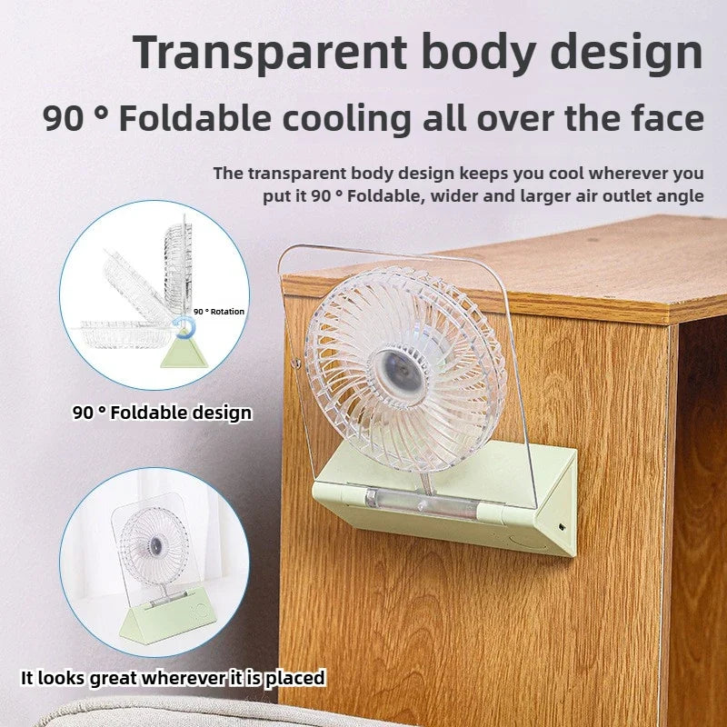 URGGU Mini Folding Desk Fan – 3000mAh, 4 Speeds, Magnetic Base