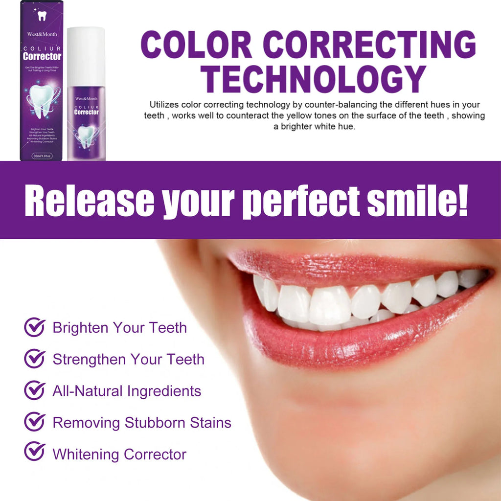 Purple Color Correcting Whitening Toothpaste | Brighten Teeth