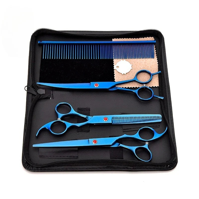 7" Professional Dog Grooming Scissors Set – Cut, Thin & Curved