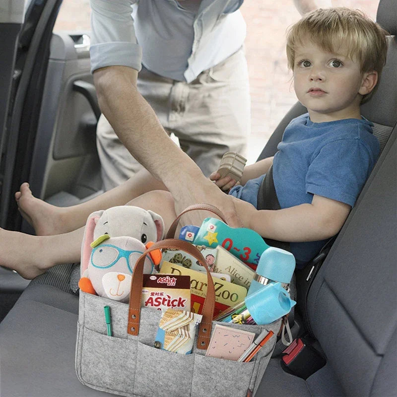Baby Felt Nursery Organizer Diaper Caddy Basket with Handle