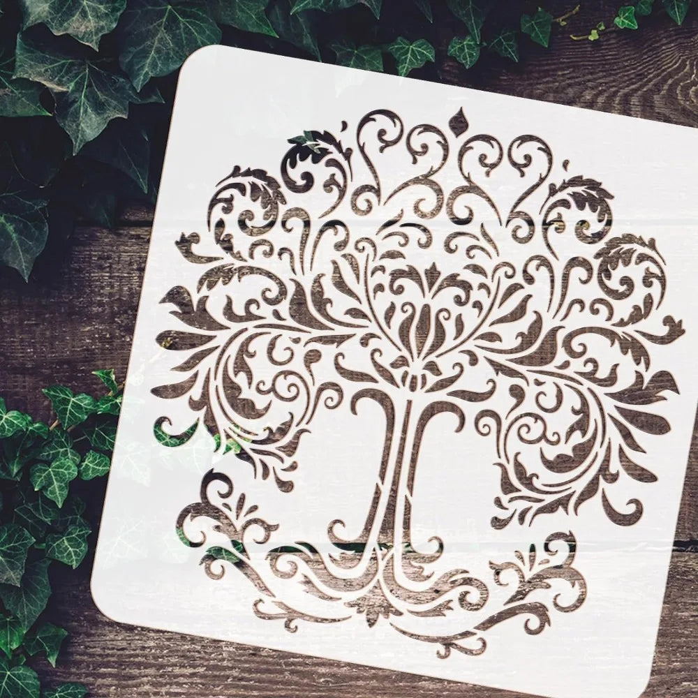 Tree of Life Stencil 11.8" – Reusable Damask DIY Craft Template