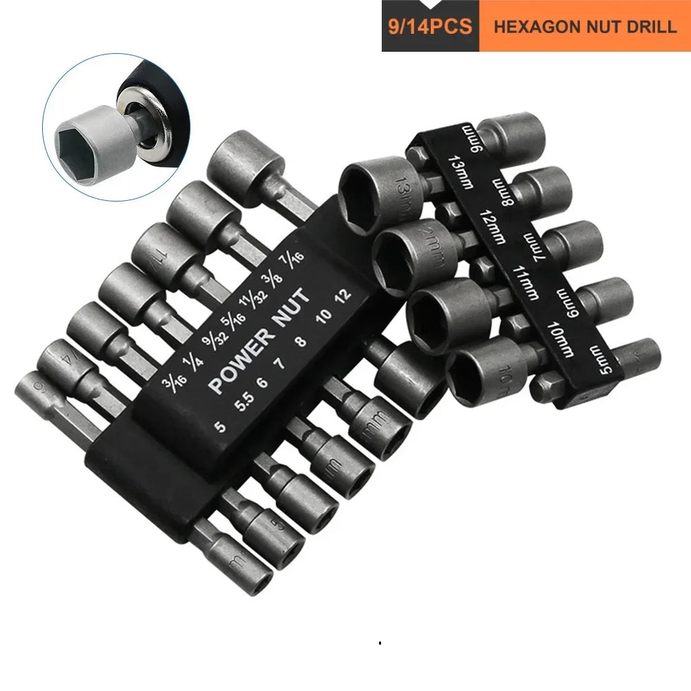 SLADE 9/14-Pc Hex Nut Driver Socket Bit Set 5mm–13mm CRV