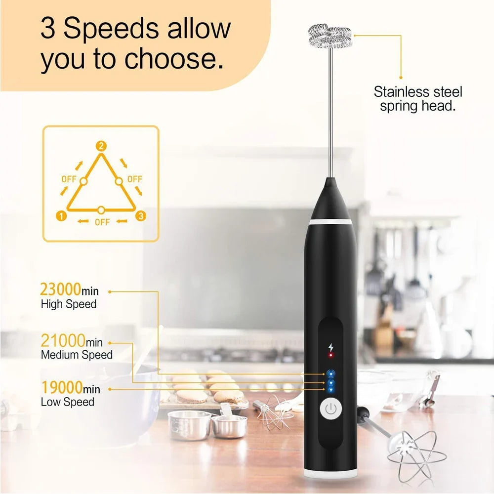 BALASHOV USB Rechargeable Milk Frother – 3-Speed Electric Whisk