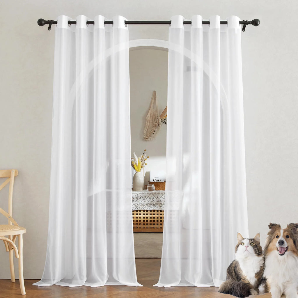 Sheer Curtains Bedroom Windows Casual Solid White Yarn Tulle Curtain