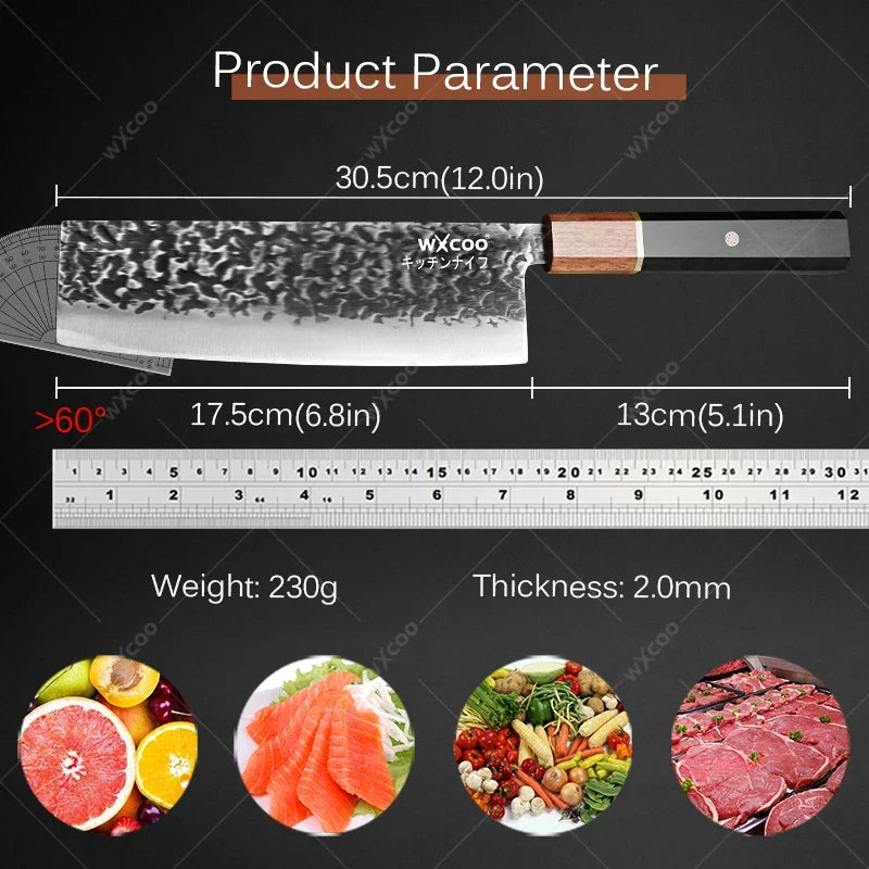 Forged Stainless Steel Cleaver – Full Tang Wooden Handle Chef Knife