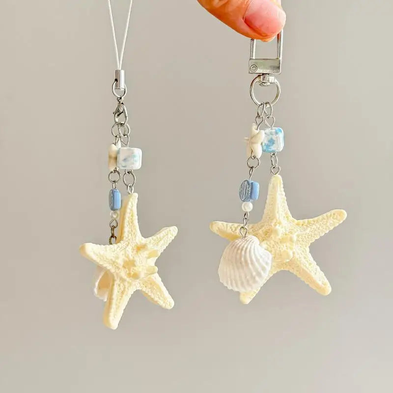 Ocean Shells & Starfish Keychain Phone Strap Charm | Resin