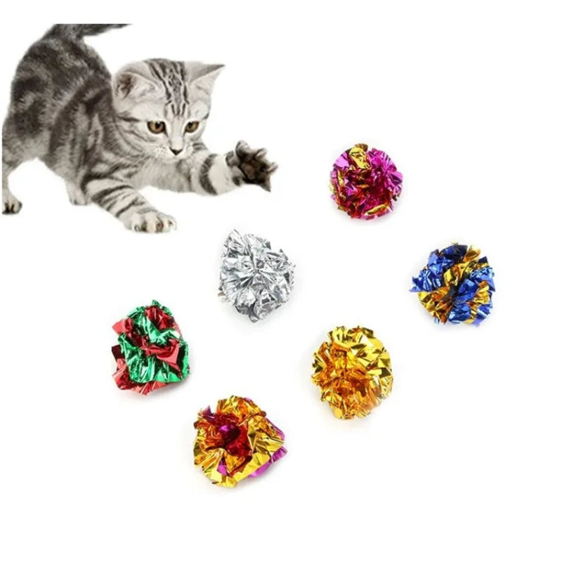 Mylar Crinkle Foil Balls Cat Kitten Sound Play Toy Crackle Paper