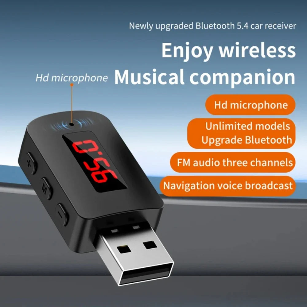 Bluetooth 5.4 FM Transmitter USB Car Kit | LED & Hands-Free