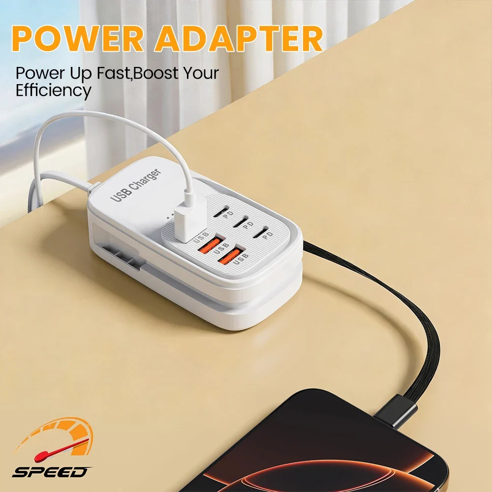 Desktop USB Charging Hub 6-Port USB-A & USB-C PD Fast Charger