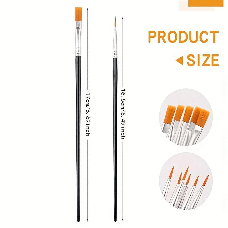 100pcsPainting Brushes Art Round Flat Hair Nylon Paint Brush Oil