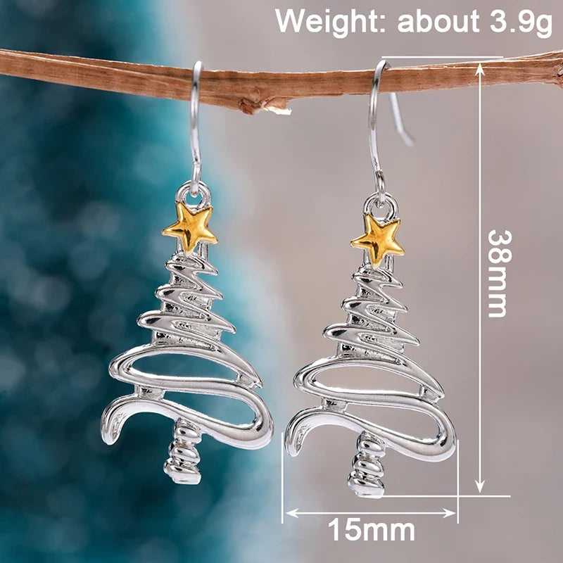 Huitan Christmas Tree Drop Earrings – Star Dangle for Women