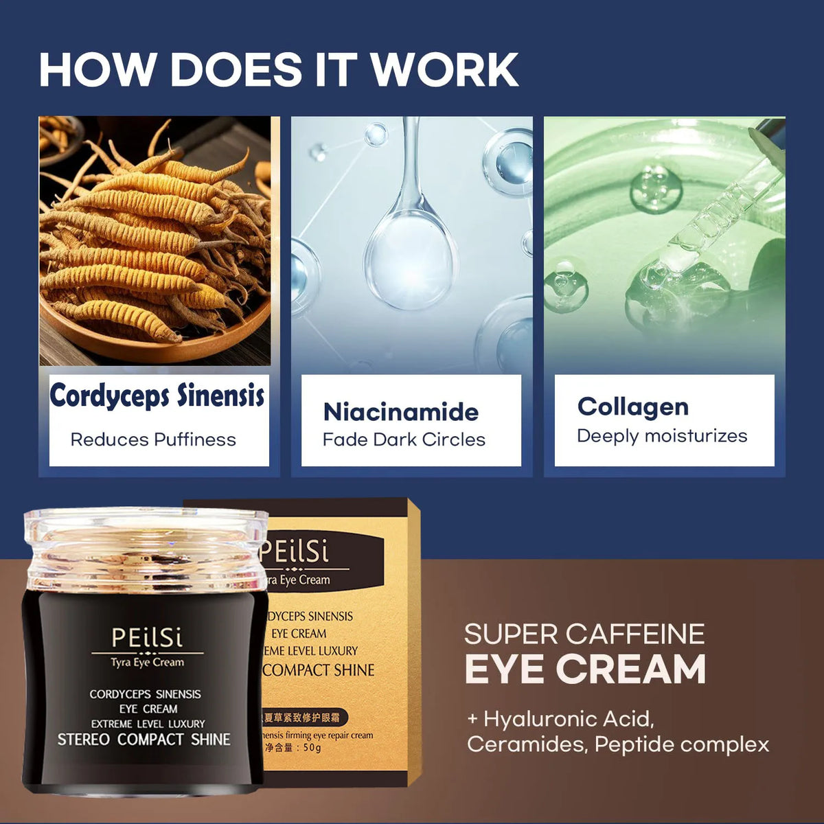 Cordyceps Sinensis Repair Eye Cream Firming Lady's Vitality Lifting