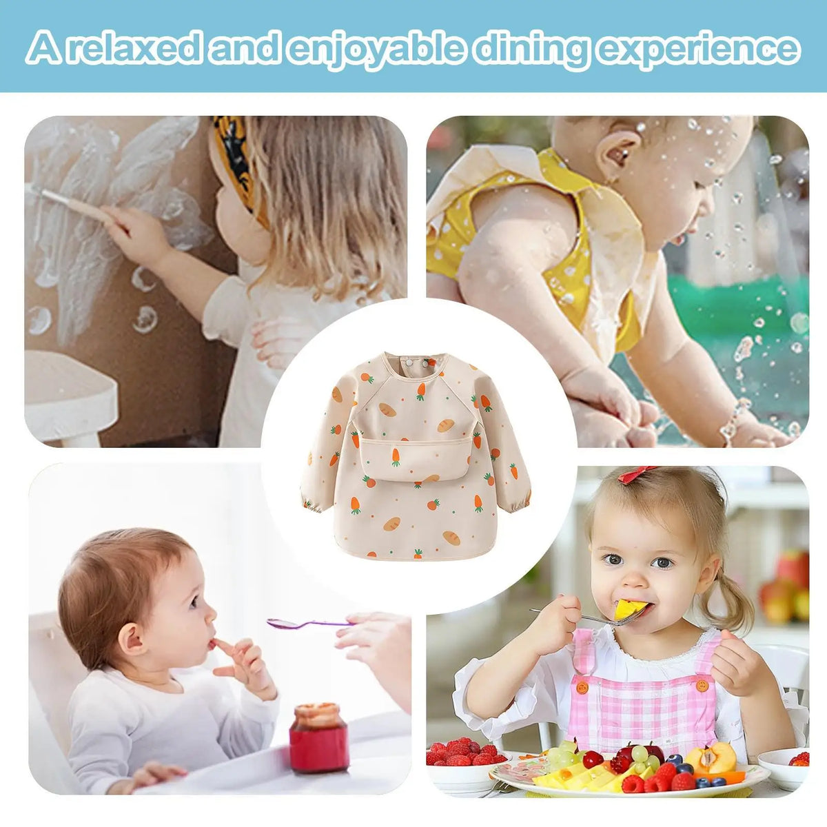 Long Sleeve Baby Smock Bib – Waterproof & Washable Toddler Bib