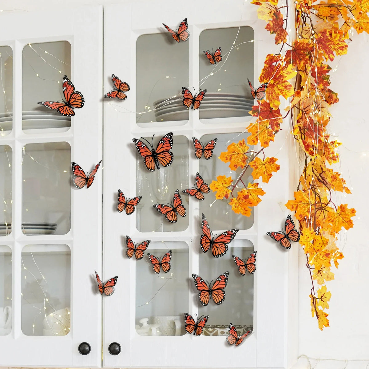 12-Pack 3D Orange & Black Butterfly Wall Decals | Home Decor