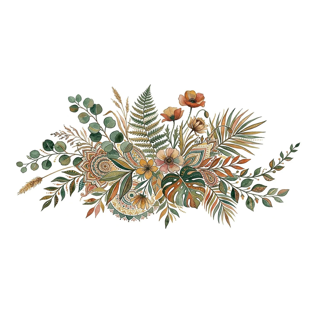 Boho Botanical UV DTF Transfer Sticker | Waterproof Floral Decal