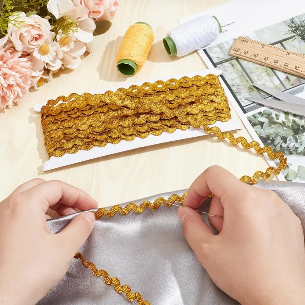 15 Yards Wavy Fringe Trim Ribbon – Goldenrod Polyester Lace