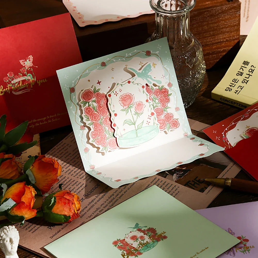 Stamping Rose Three-dimensional Greeting Card Individually Packaged
