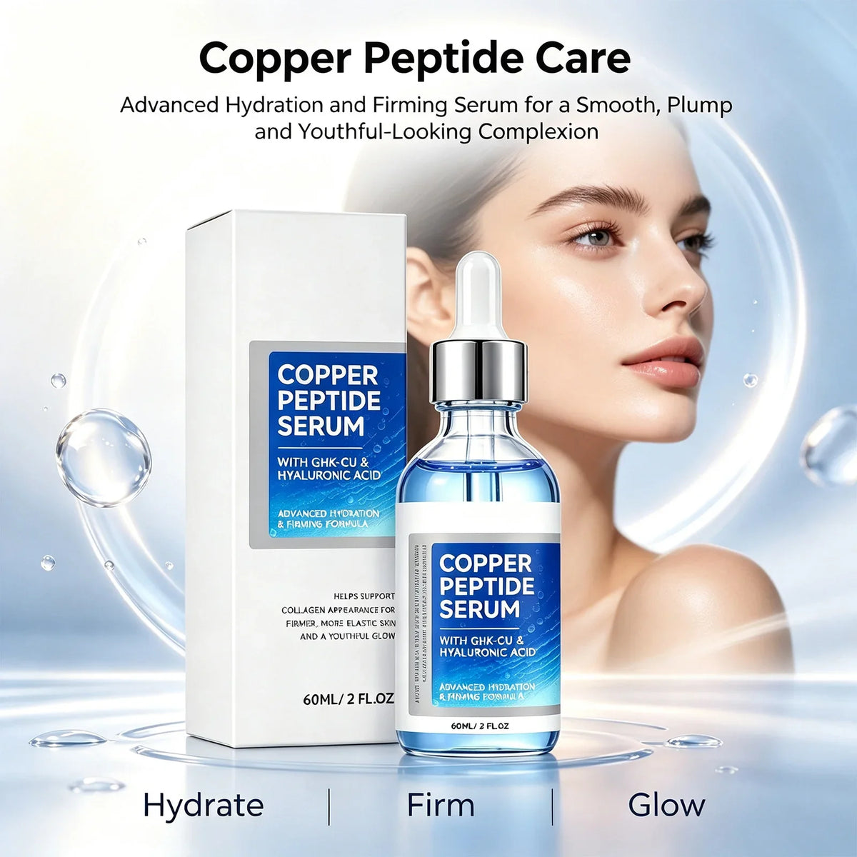 Copper Peptide Face Serum GHK-Cu, Hyaluronic Acid & Niacinamide