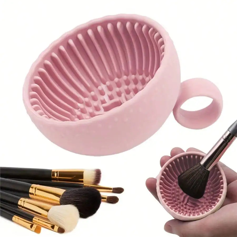 Makeup Brush Cleaning Bowl & Silicone Scrubber Pad