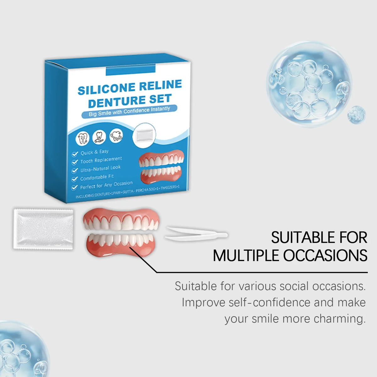 Silicone Reline Denture Kit – Natural Fake Teeth Set