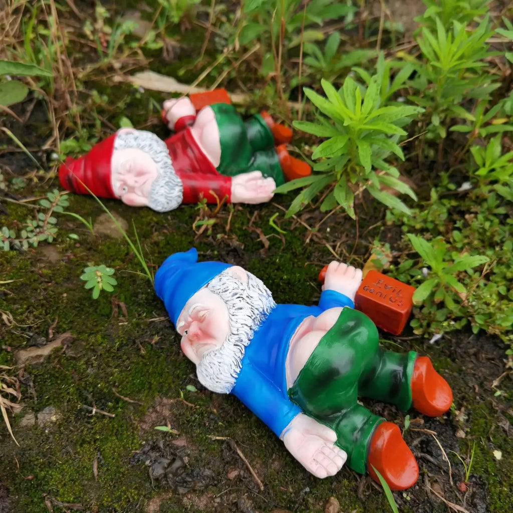 Christmas Drunken Garden Gnome Funny Resin Statues Home Decor
