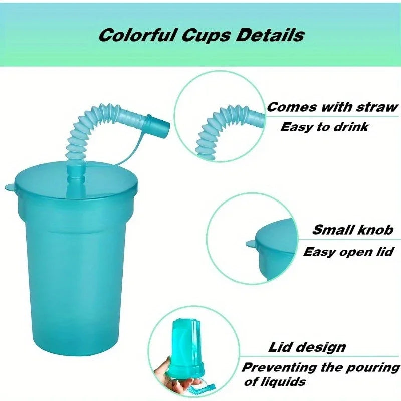 Colorful BPA-Free Straw Cups with Leak-Proof Lids | Kids & Party