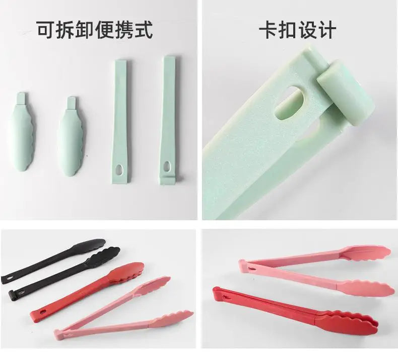 Stainless Steel Kitchen Tongs Set – Silicone Anti-Slip Clamps