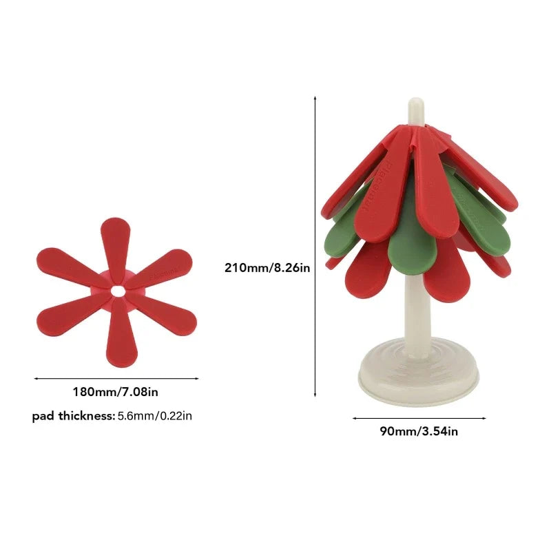 Tree Shape Trivet Anti Scald Foldable Silicone Trivets Dishes Heat