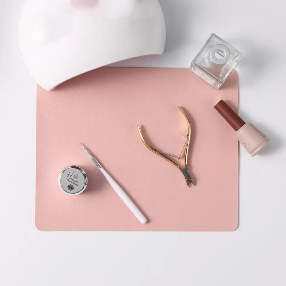 Pink Leather Nail Art Mat – Anti-Slip Armrest Cushion Pad