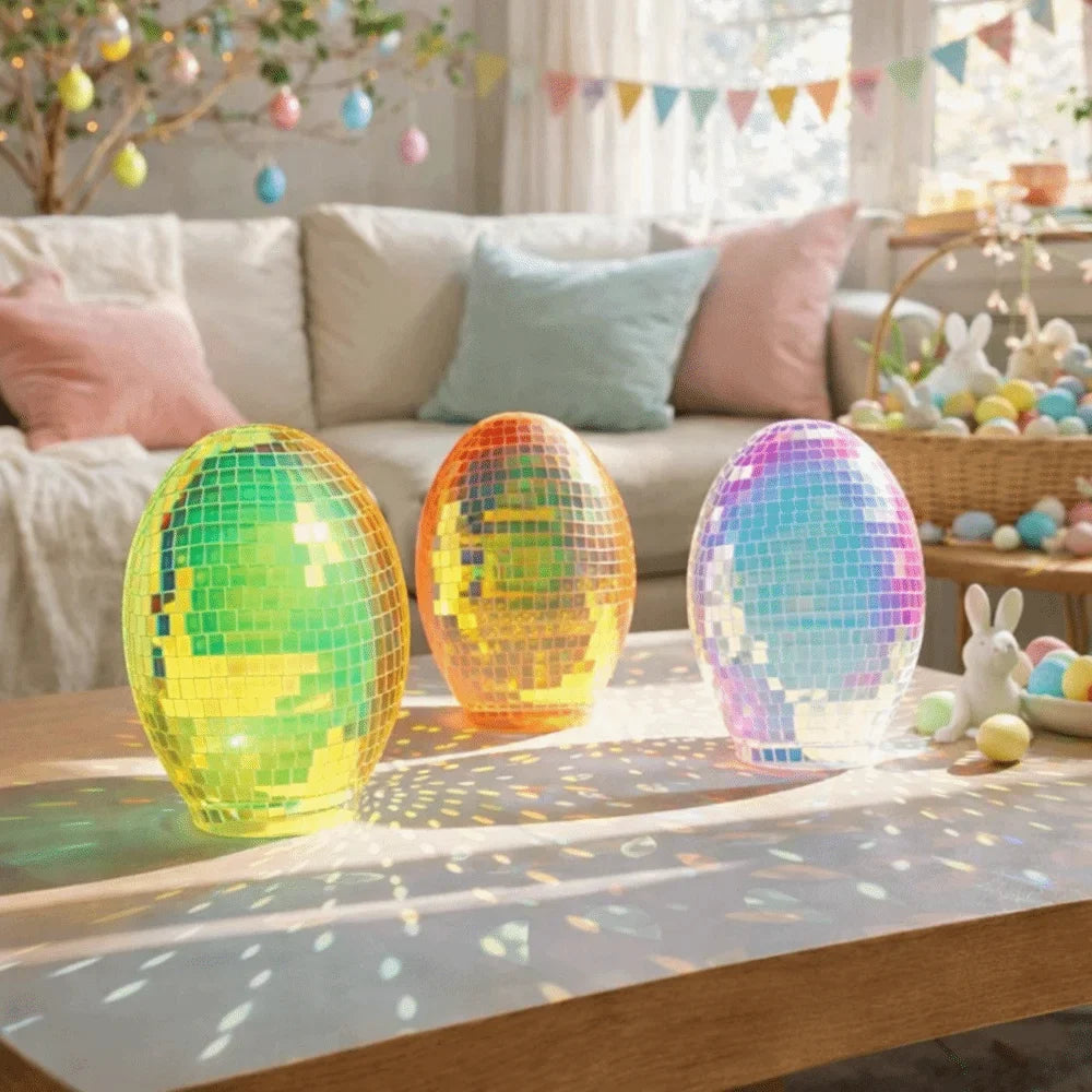 Easter Glass Disco Egg Ball – Shimmering Mirror Ornament