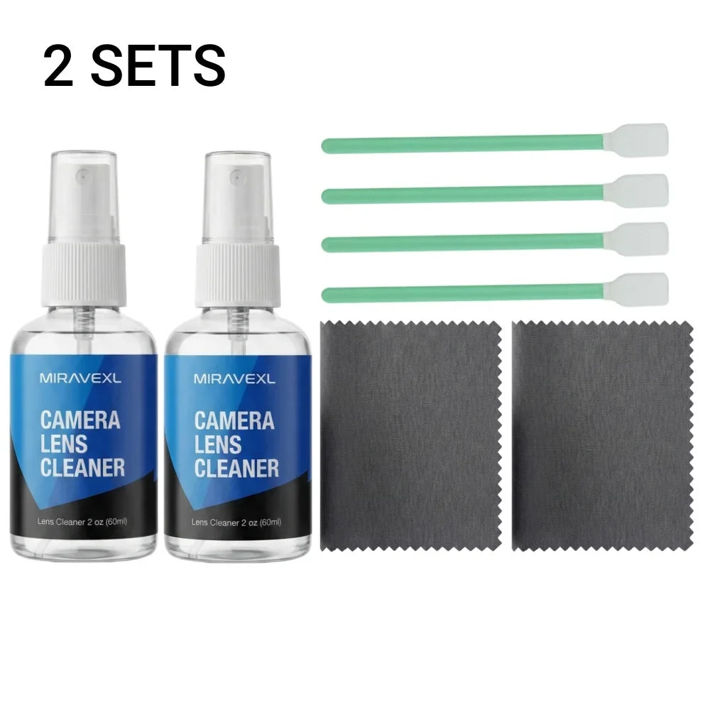 MIRAVEXL Camera Lens Cleaner Kit – Microfiber Cloth, Sensor Swabs & Dual-Action Spray for DSLR, Glasses & Screens