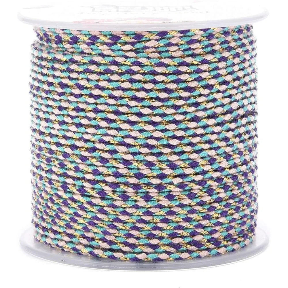 21.8 Yards 1.5mm 4-Ply Polycotton Macrame Cord with Gold Wire