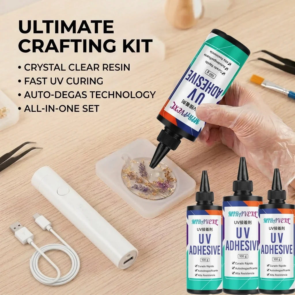 MIRAVEXL Clear UV Resin Kit – Fast Cure, Jewelry & DIY