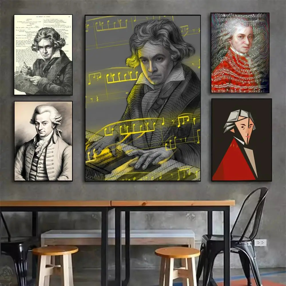 Mozart Minimalist Music Poster | Wall Art Sticker for Home