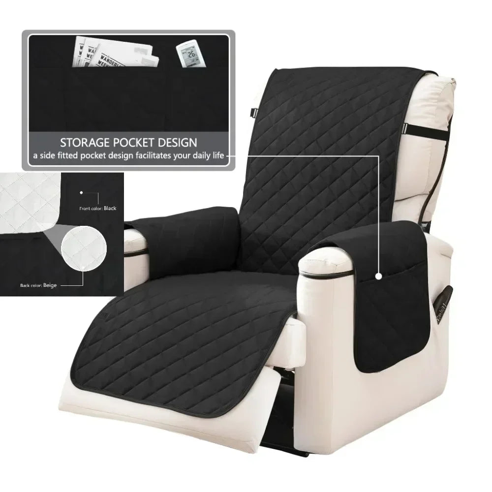 Quilted Recliner Sofa Cover Waterproof Slipcover Anti-slip Chair