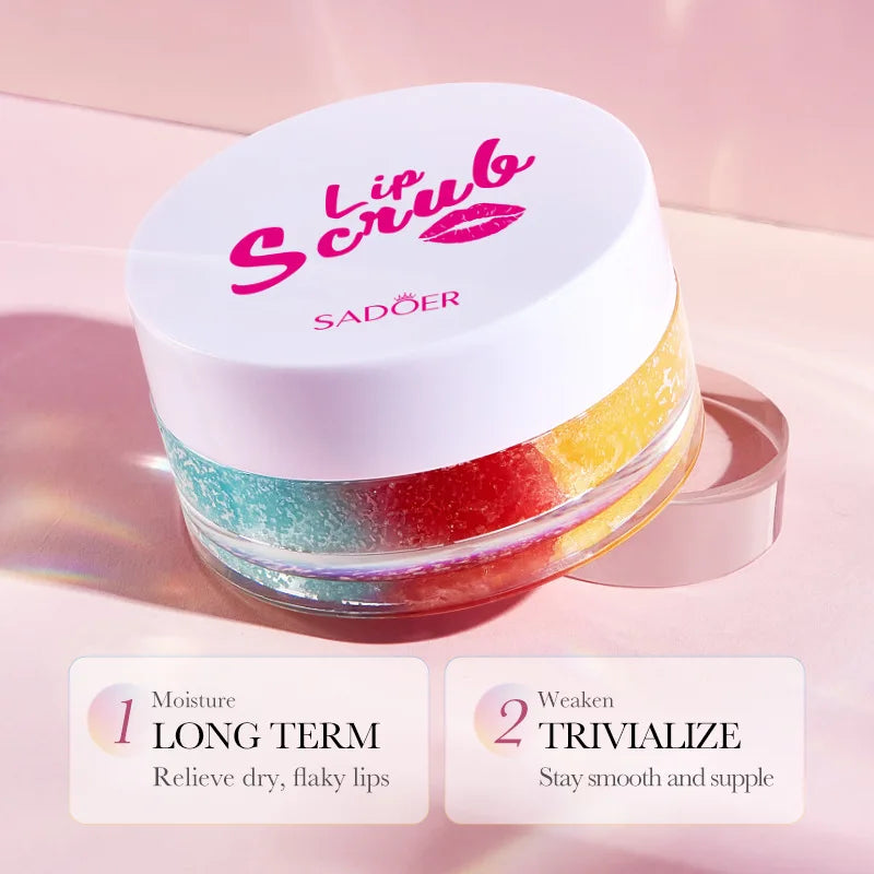 SADOER 3-Color Lip Scrub Cream – Moisturizing & Plumping Balm