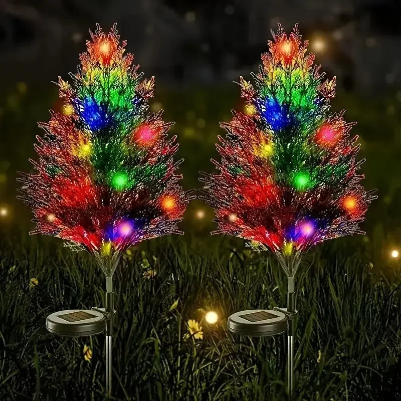 Solar Pine & Cypress Tree Garden Stake Lights – Waterproof LED