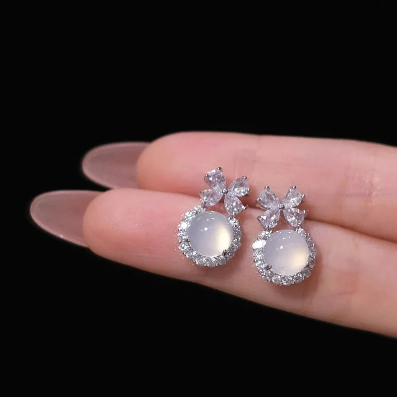 Huitan Bow Opal & CZ Stud Earrings – Women's Fashion Jewelry