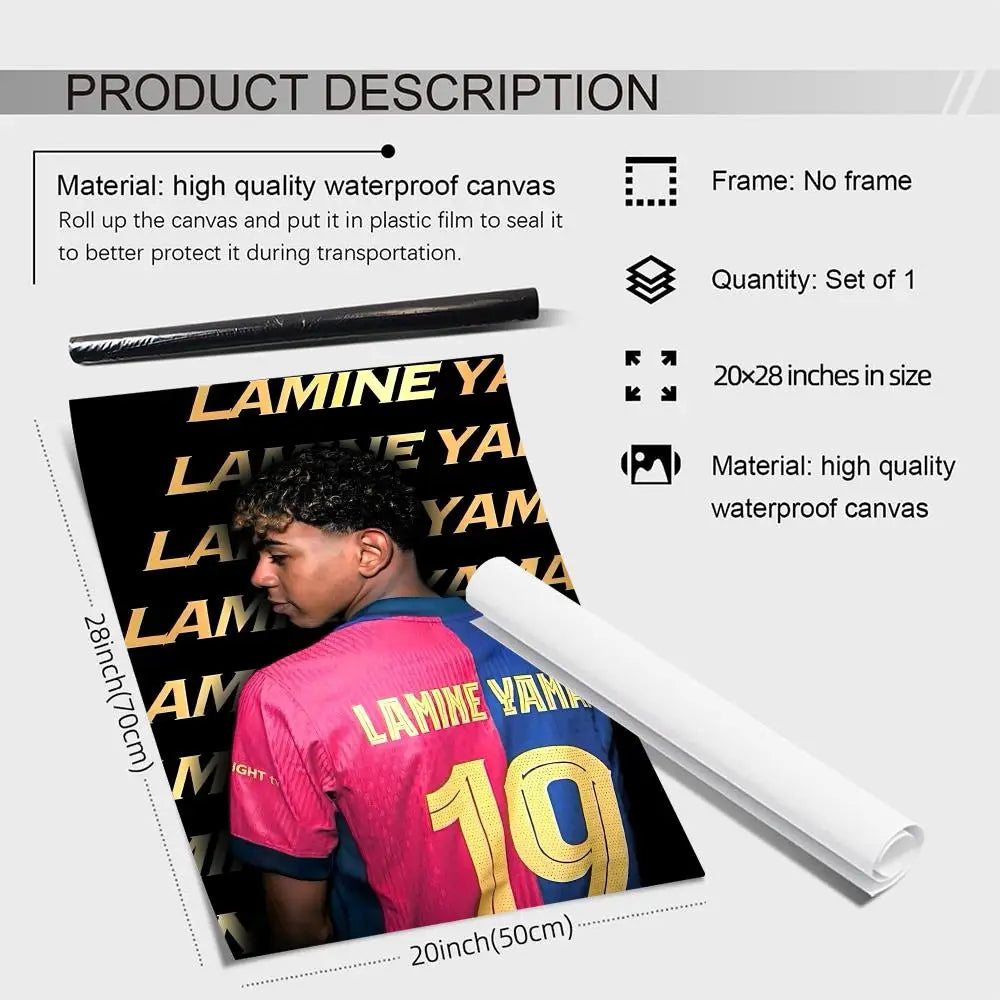 Lamine Yamal Football Star Canvas Wall Art Poster – Unframed